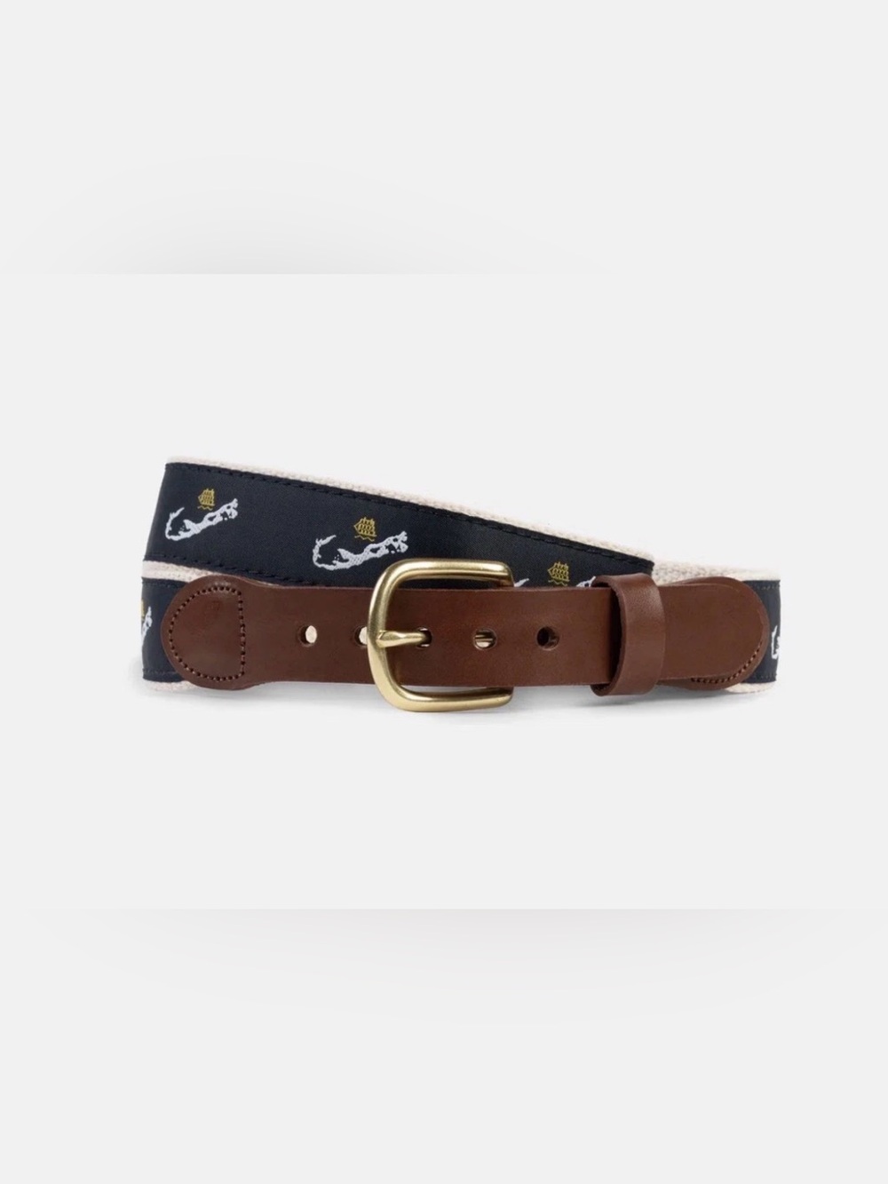 Vintage Leather Man Bermuda Braided Golf Belt Embedded Nautical Overlay Golf 36